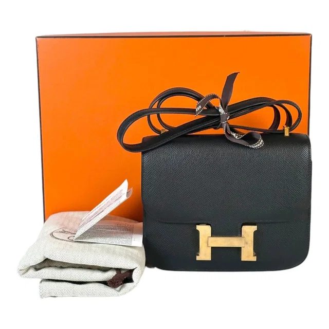 Hermès Constance Black Mini Bag in Epsom with GHW - Full Set in Black Epsom leather from Luxury Promise