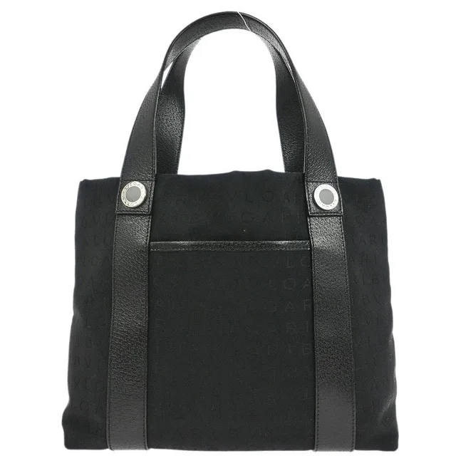 Bvlgari Black Canvas Logomania Tote Handbag in Black Canvas from AMORE Vintage Tokyo