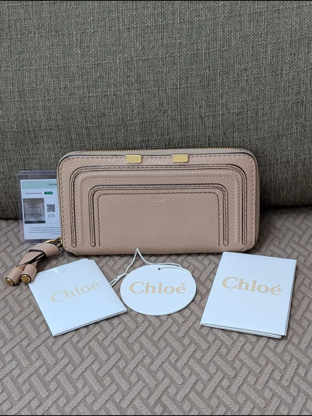 Chloé Chlo Marcie Beige Zip-Around Wallet W Coa in pink Leather from Poshmark