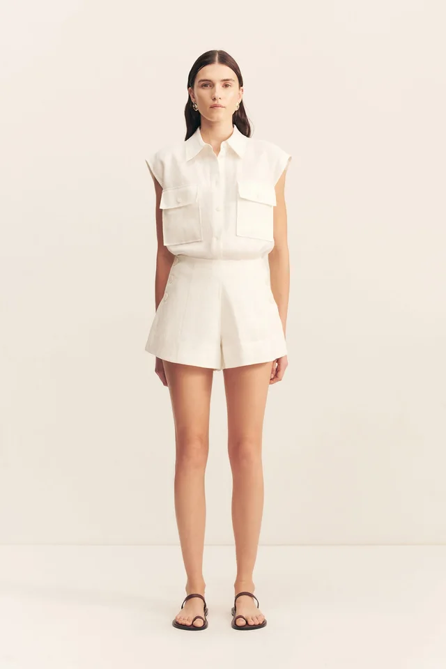 Shona Joy WELLINGTON BUTTON UP SHORT - IVORY from Shona Joy, photo 1 of 1
