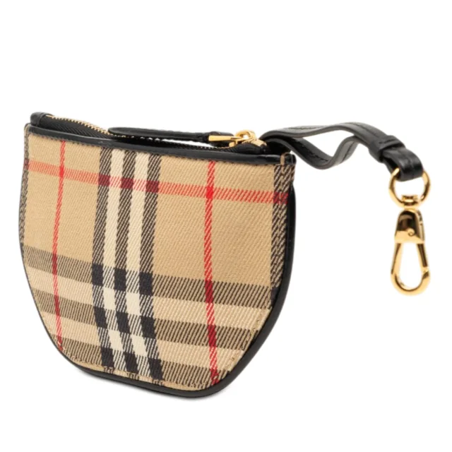 Beige Burberry House Check Canvas Olympia Coin Pouch in Beige Canvas from Designer Revival, photo 2 of 7