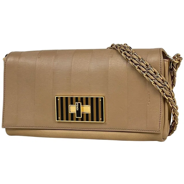 Fendi Shoulder Bag Pecan Leather Beige in Beige Leather from The Reluxe