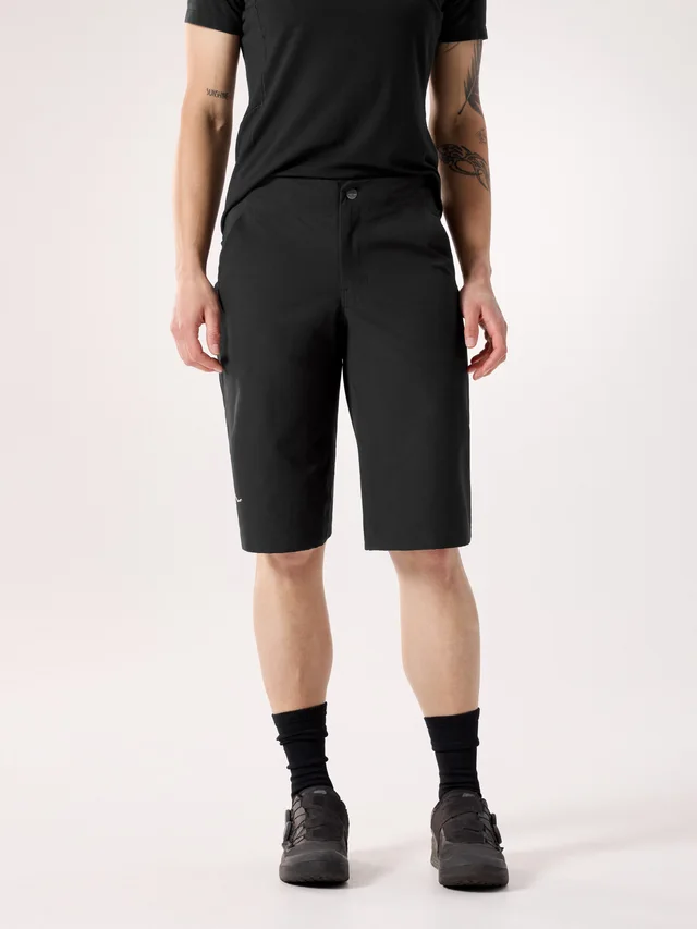 Arc'teryx Rhoam Short Women's in Black Lining: Warp knit mesh - 100% Polyester · Contrast: Fortius™ 2.0 - Synthetic Stretch Softshell, FC0 DWR, 138 gsm - 86% Nylon…, photo 1 of 1