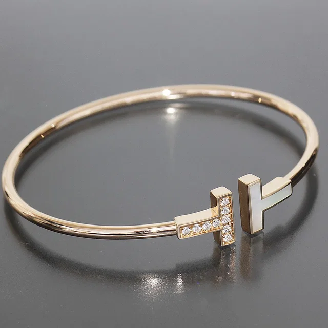 Tiffany & Co. T Wire Shell Diamond Bangle Small Bracelet from The Reluxe