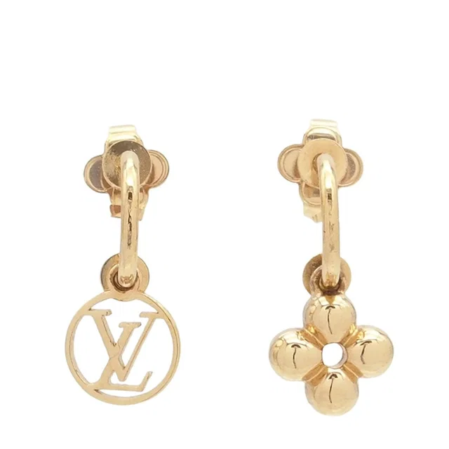 Earrings Blooming Gold LV Circle Monogram Flower in Gold from The Reluxe