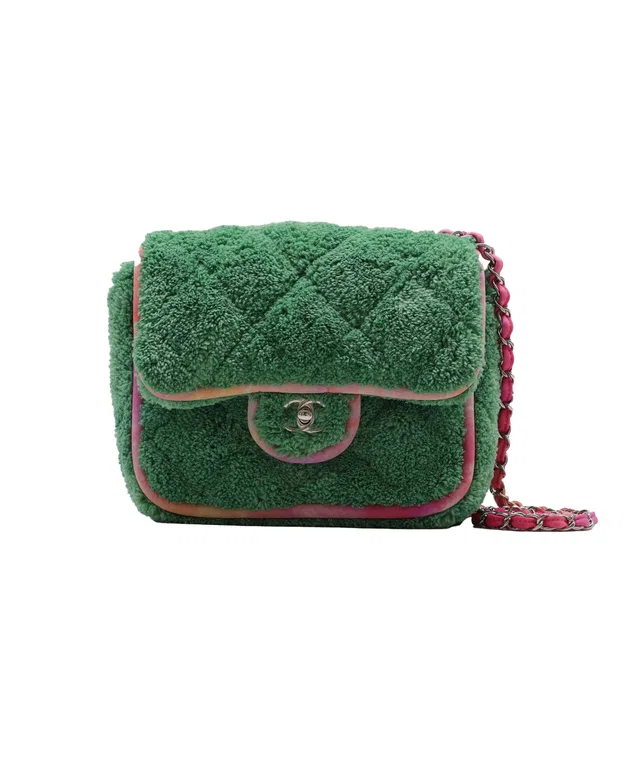 Chanel Green Towling Fluffy Flap Bag in Green Leather from Luxury Promise