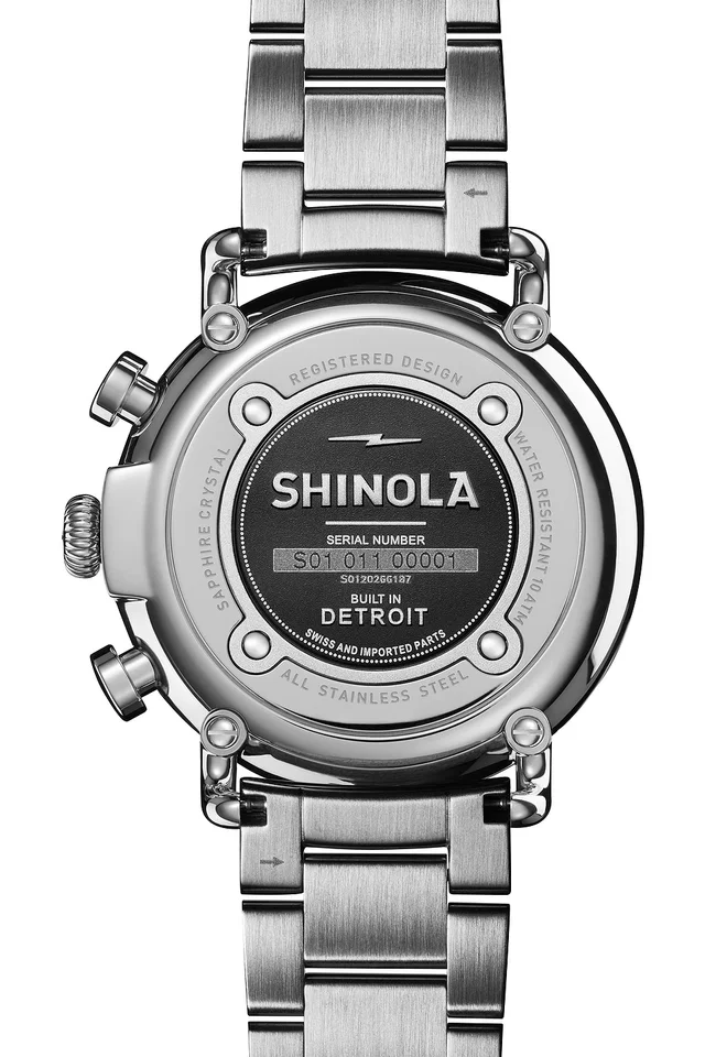 Shinola Runwell 2 Eye Chrono 41mm Watch Silver Bracelet in Black, photo 4 of 4 from REVOLVE (Canada)