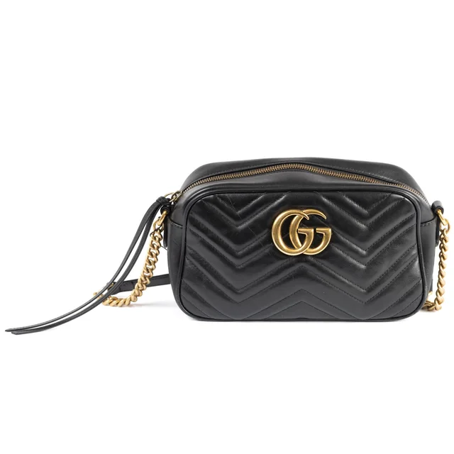 Gucci Camera Bag Chevron Leather Crossbody Bag - Black in Black Leather from H&T