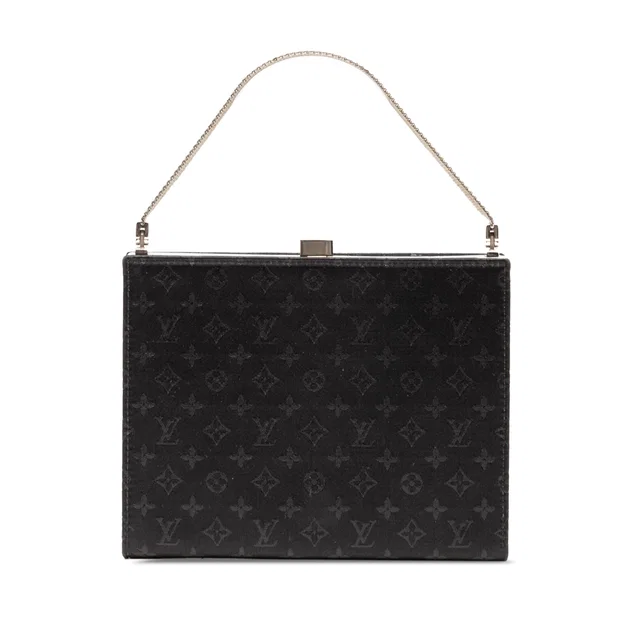 Black Louis Vuitton Monogram Satin Ange PM Handbag in Black Satin from Designer Revival