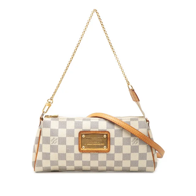 White Louis Vuitton Damier Azur Eva Satchel in White Canvas from Designer Revival, photo 1 of 1