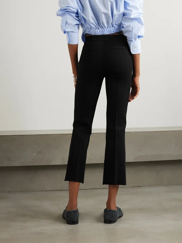 HIGH SPORT NSFW Crop Kick checked stretch-knit flared pants in black 68% Viscose 32% Lycra®, photo 4 of 5 from NET-A-PORTER (Canada)