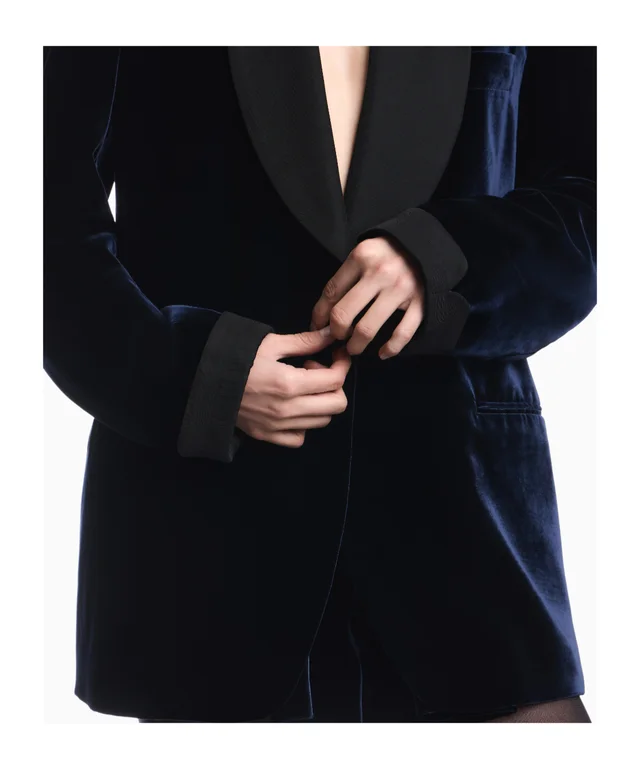 Emporio Armani Blazer in liquid velvet with satin shawl collar, photo 2 of 2 from SENSER