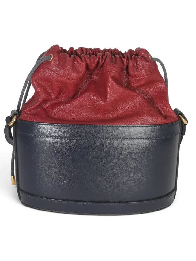 Gucci Red Navy Leather Horsebit 1955 Drawstring Bucket Bag in Red Leather from Season 2 Consign, photo 3 of 8