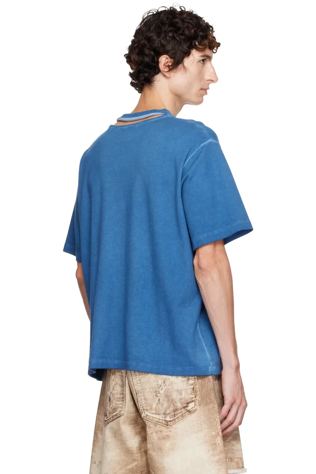CAMPERLAB Blue Logo Boxy T-shirt, photo 3 of 4 from SSENSE