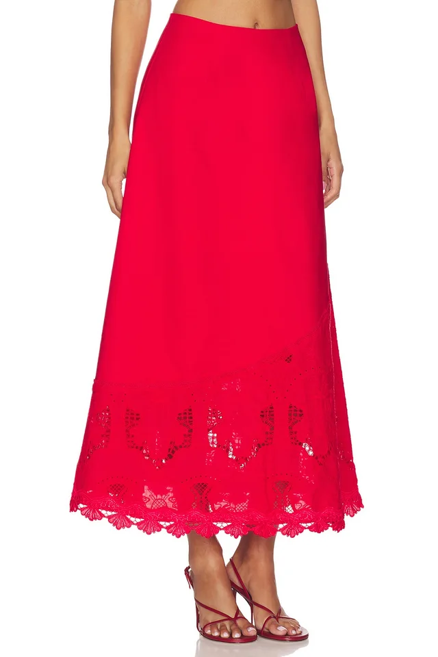 ELLIATT Giovanna A-line Maxi Skirt in Red, photo 2 of 6 from REVOLVE (Canada)
