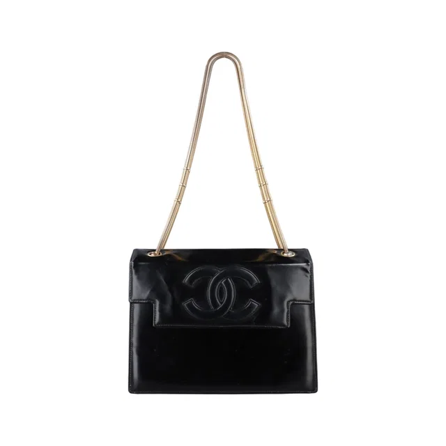Chanel CC Snake Chain Flap Black Enamel in Black from The Reluxe