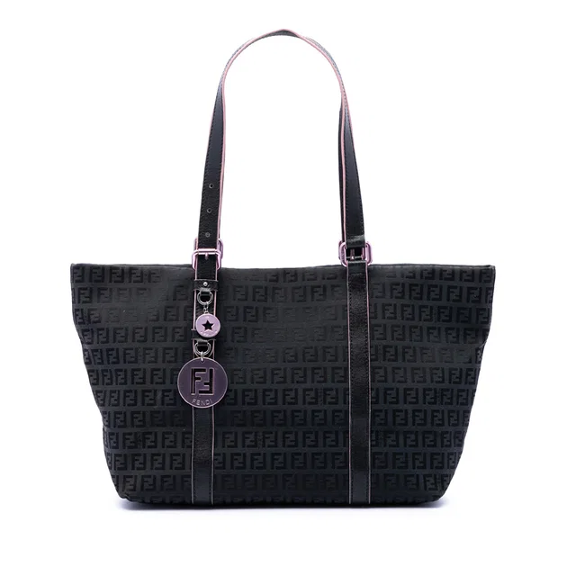 Black Fendi Zucchino Canvas Superstar Tote in Black Canvas from Designer Revival