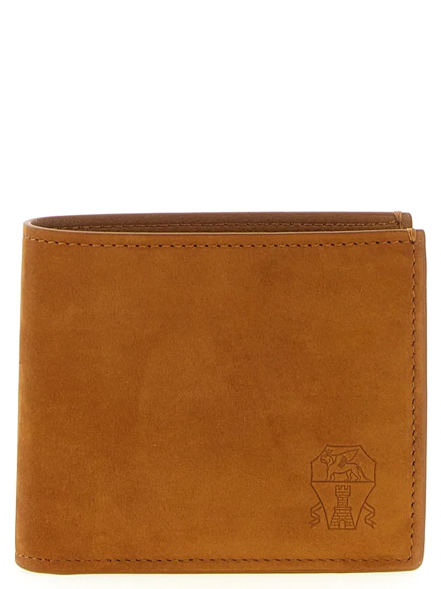 Brunello Cucinelli Nubuck Wallet — Camel in Brown Suede from HEWI