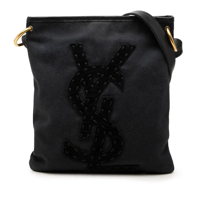 Black Saint Laurent Denim Monogram Kahala Crossbody in Black Denim from Designer Revival