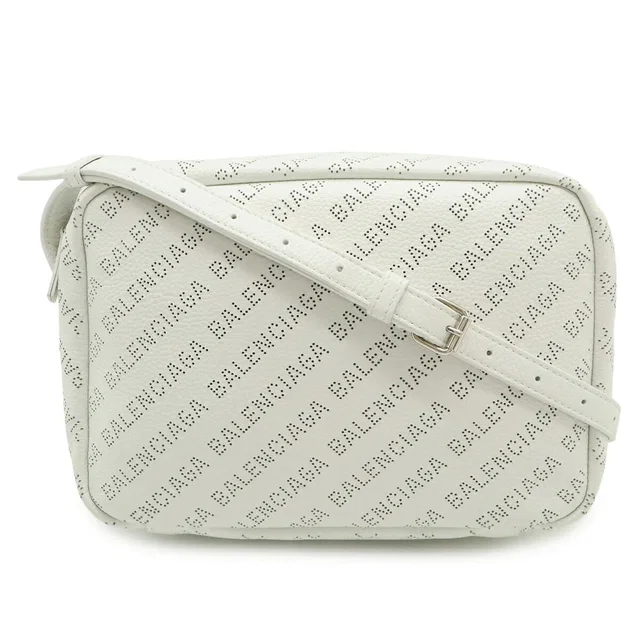 Balenciaga Perforated Logo Leather Shoulder Bag in Leather from LuxUness