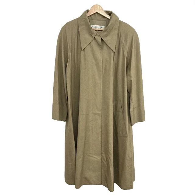 Dior Coat Khaki Long Sleeve Silk Shoulder Pad S in Green Silk from The Reluxe