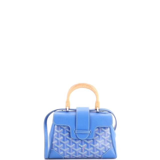 Goyard Saigon Top Handle Bag Coated Canvas with Leather Mini in blue Coated canvas from Rebag