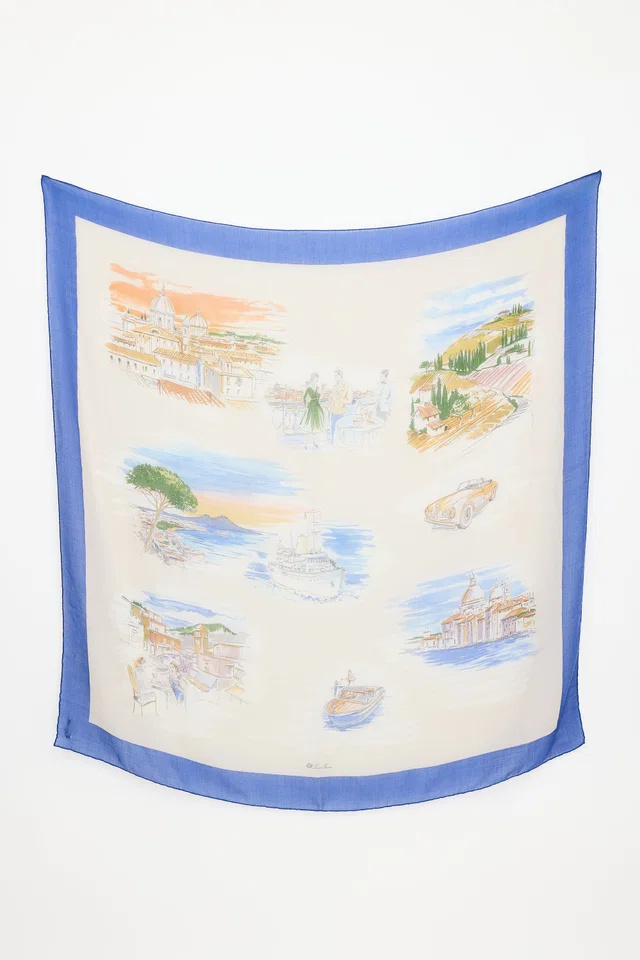 Loro Piana Cashmere & Silk Printed Scarf in Multicolor Silk from VSP Consignment