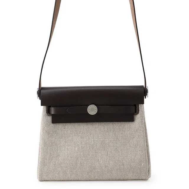 Hermès Herbag zip Ecru/Ebene Toile H Vache Hunter Leather Size Mini in Brown Leather from GALLERY RARE