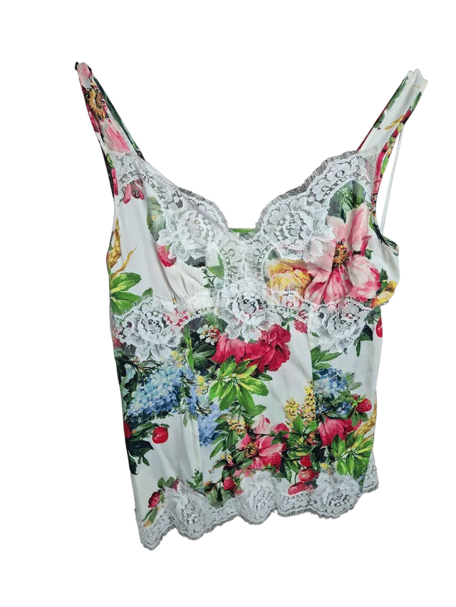 Dolce & Gabbana Top White With Flowers Design And laces in White from Luxury Promise