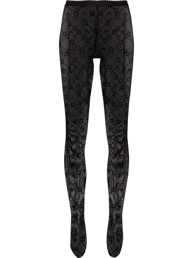 Moonogram mesh flock tights
