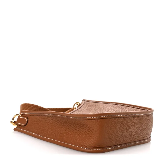 Hermès Taurillon Clemence Evelyne TPM Gold in Gold Clemence leather from FASHIONPHILE, photo 4 of 11