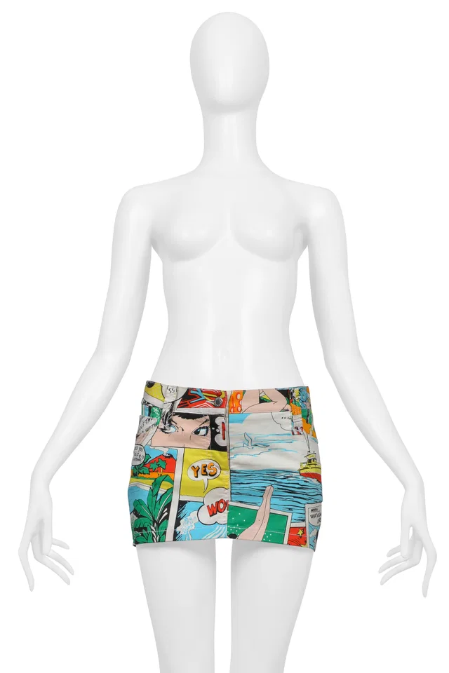 Dolce & Gabbana Multicolor Comic Book Print Super Mini Skirt in Multicolor from Resurrection Vintage