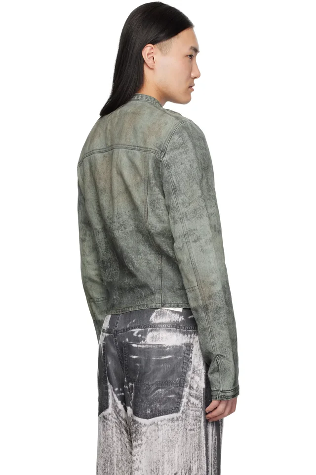 Diesel Gray Cotton-Hemp Satin Denim Jacket, photo 3 of 4 from SSENSE