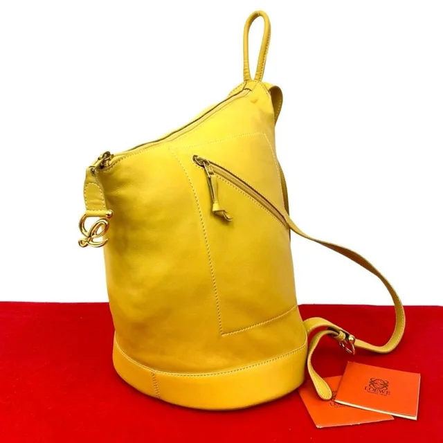 Loewe Vintage Anagram Log Leather Backpack in yellow Leather from Poshmark, photo 1 of 1