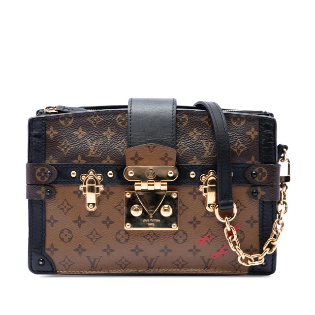 Brown Louis Vuitton Monogram Reverse Trunk Clutch Crossbody Bag in Brown Canvas from Designer Revival
