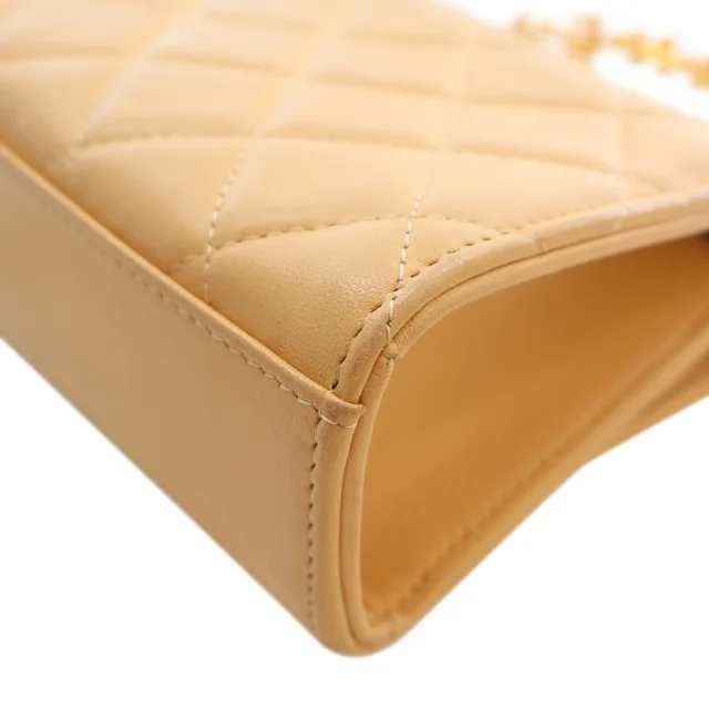 Beige Chanel CC Quilted Lambskin Faux Pearl Top Handle Flap Satchel in Beige Lambskin from Designer Revival, photo 10 of 14