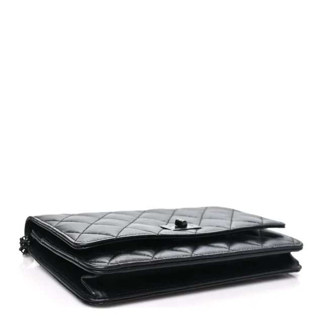Chanel Aged Calfskin Quilted Reissue Wallet On Chain WOC So Black in Black Calfskin from FASHIONPHILE, photo 4 of 12