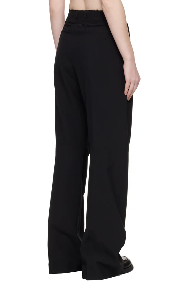 MM6 Maison Margiela Black Wool Wide Leg Trousers, photo 3 of 4 from SSENSE