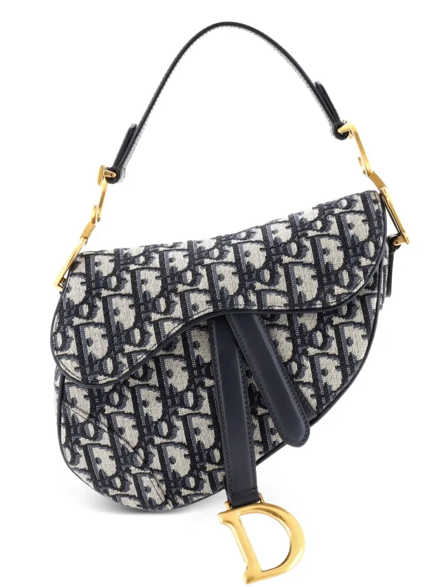 Dior Pre-Owned Saddle Handbag Oblique Canvas Mini Shoulder Bag | Blue | FARFETCH in Blue Canvas from Farfetch, photo 1 of 1