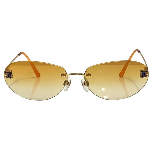 Chanel Women's Sunglasses - Orange in orange from Depop, photo 4 of 4