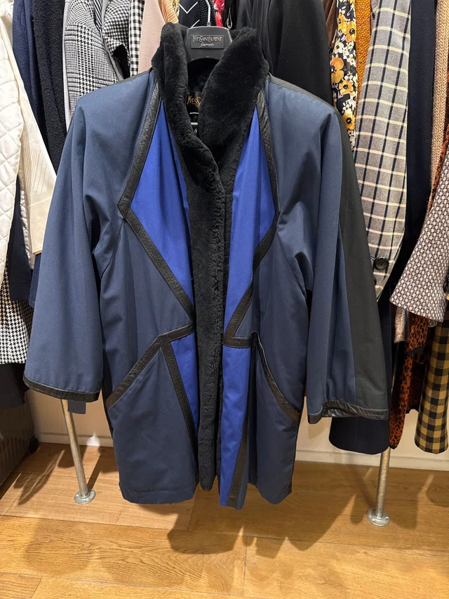Saint Laurent Blue patchwork coat in Blue from Luxury Promise