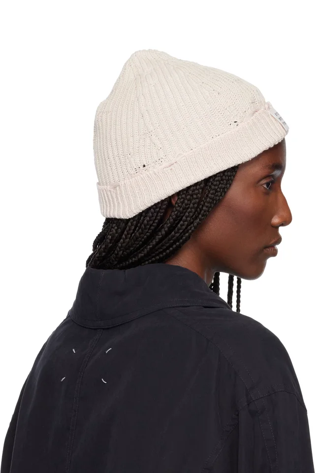 MM6 Maison Margiela Pink & Gray Amended Optical Ribs Beanie, photo 3 of 3 from SSENSE