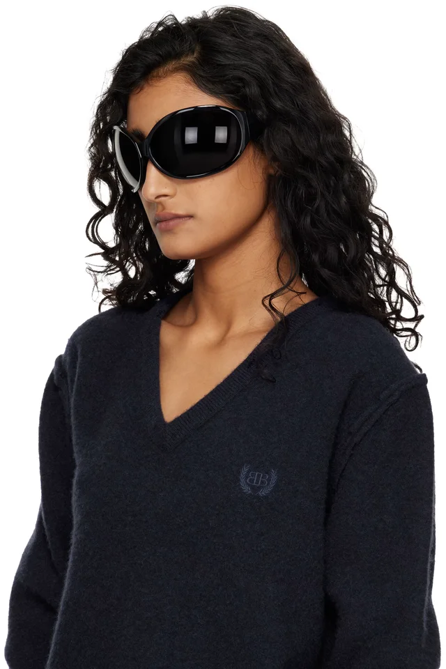 Balenciaga Black Phantom Round Sunglasses, photo 4 of 4 from SSENSE