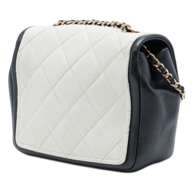 Black Chanel Mini Square Calfskin Graphic Flap Crossbody in Black Calfskin from Designer Revival, photo 2 of 2