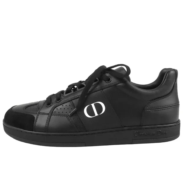 Dior Sneakers Black Leather Suede CD Logo Low Cut Shoes in Black Suede from The Reluxe