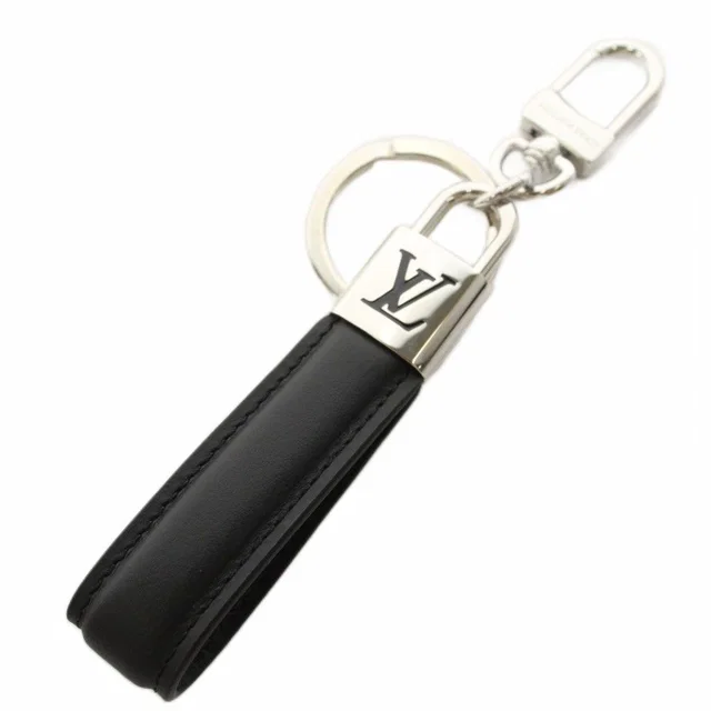 Key Holder LV Padlock Dragonne Leather Logo Black Silver Color in Black Leather from The Reluxe