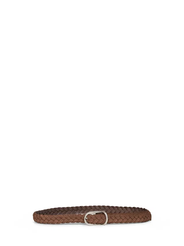 Brunello Cucinelli Woven Suede Belt — Brown Calf Leather in Brown Calfskin from HEWI