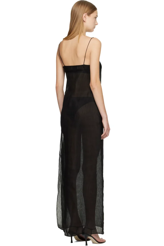 Matteau Black Sheer Cami Maxi Dress, photo 3 of 4 from SSENSE