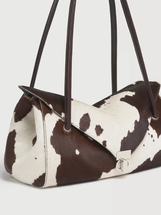 Marni White and brown cow-print ponyhair E/W shoulder bag, photo 5 of 5 from SENSER