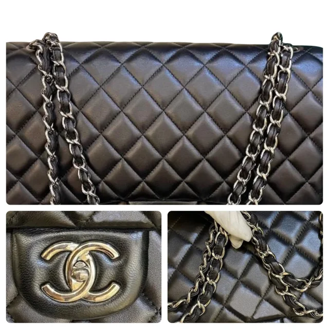 Chanel Maxi Double Flap in Black Lambskin from HEWI, photo 9 of 10